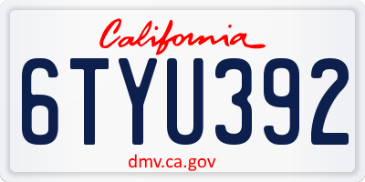 CA license plate 6TYU392