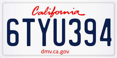 CA license plate 6TYU394