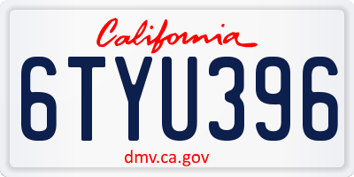 CA license plate 6TYU396