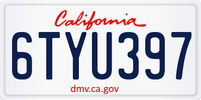 CA license plate 6TYU397