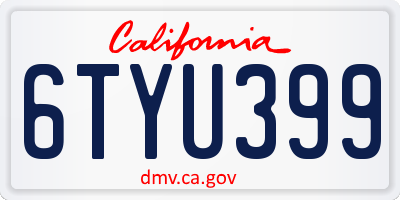 CA license plate 6TYU399
