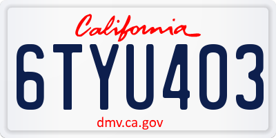 CA license plate 6TYU403
