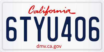 CA license plate 6TYU406