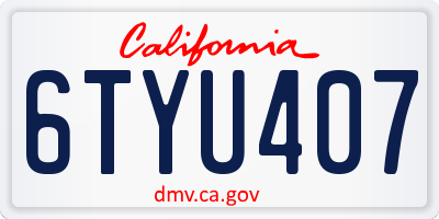 CA license plate 6TYU407
