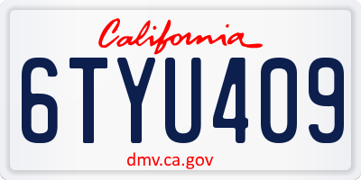 CA license plate 6TYU409