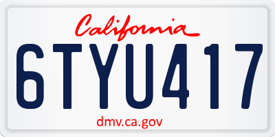 CA license plate 6TYU417
