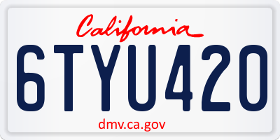CA license plate 6TYU420