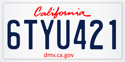 CA license plate 6TYU421