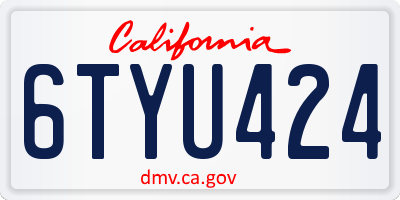 CA license plate 6TYU424