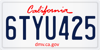 CA license plate 6TYU425