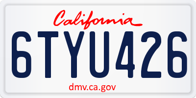 CA license plate 6TYU426