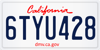 CA license plate 6TYU428