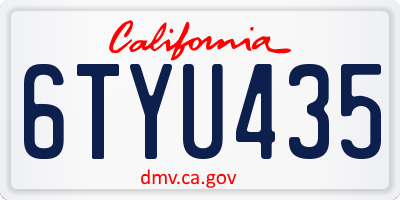 CA license plate 6TYU435