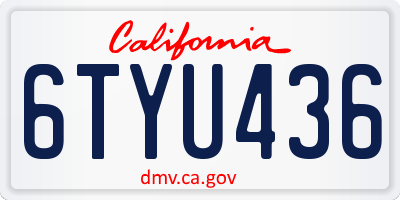 CA license plate 6TYU436
