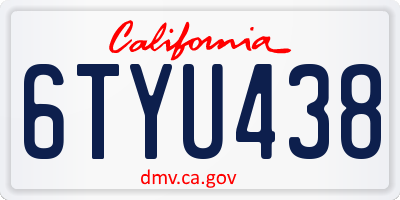 CA license plate 6TYU438