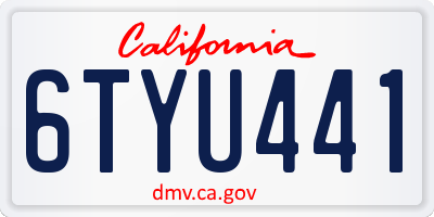 CA license plate 6TYU441