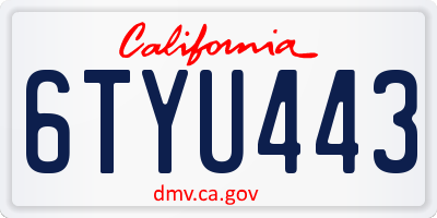 CA license plate 6TYU443