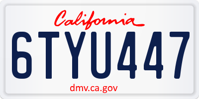 CA license plate 6TYU447