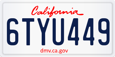 CA license plate 6TYU449