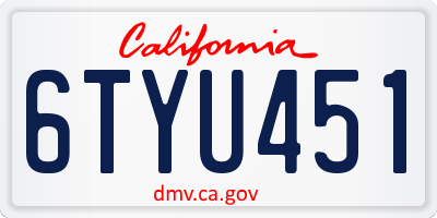 CA license plate 6TYU451