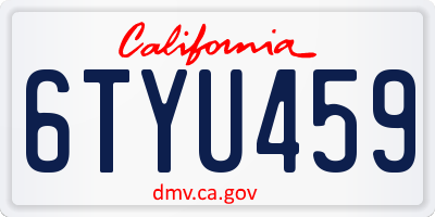 CA license plate 6TYU459