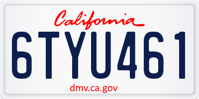 CA license plate 6TYU461