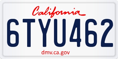 CA license plate 6TYU462