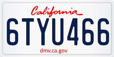 CA license plate 6TYU466