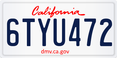 CA license plate 6TYU472