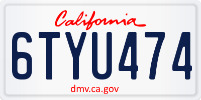 CA license plate 6TYU474