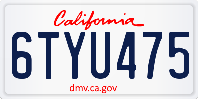 CA license plate 6TYU475