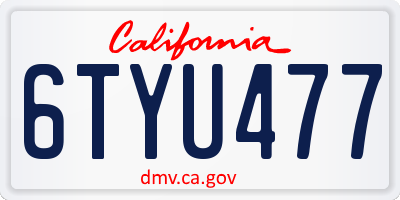 CA license plate 6TYU477