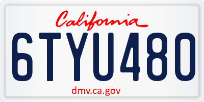 CA license plate 6TYU480