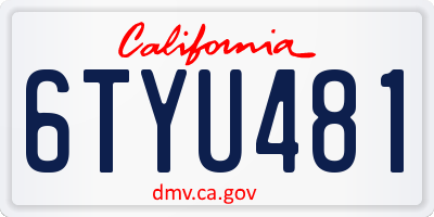 CA license plate 6TYU481