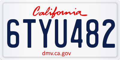 CA license plate 6TYU482