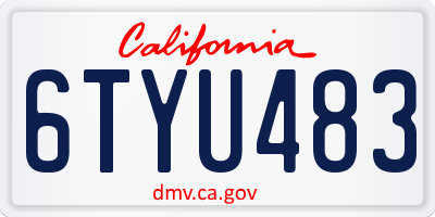 CA license plate 6TYU483