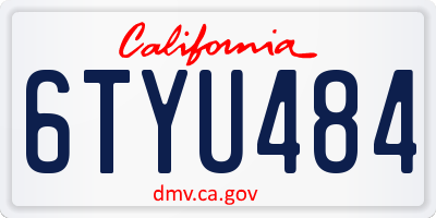 CA license plate 6TYU484