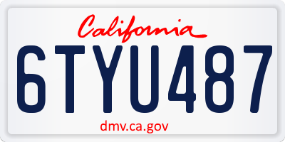 CA license plate 6TYU487