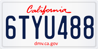 CA license plate 6TYU488