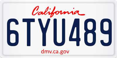 CA license plate 6TYU489