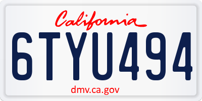 CA license plate 6TYU494