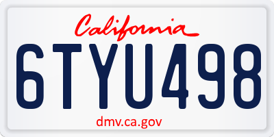 CA license plate 6TYU498
