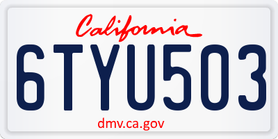 CA license plate 6TYU503
