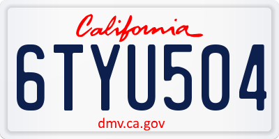 CA license plate 6TYU504