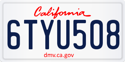 CA license plate 6TYU508