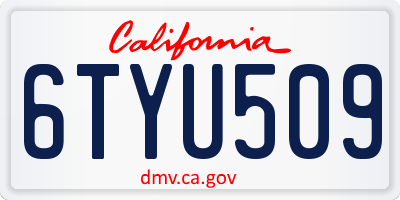CA license plate 6TYU509