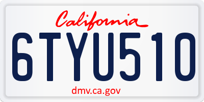 CA license plate 6TYU510