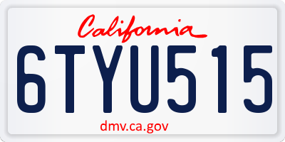 CA license plate 6TYU515