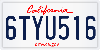 CA license plate 6TYU516