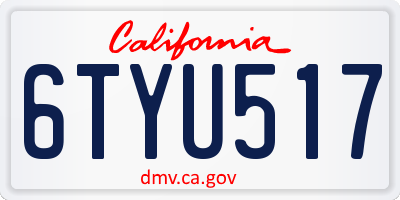 CA license plate 6TYU517